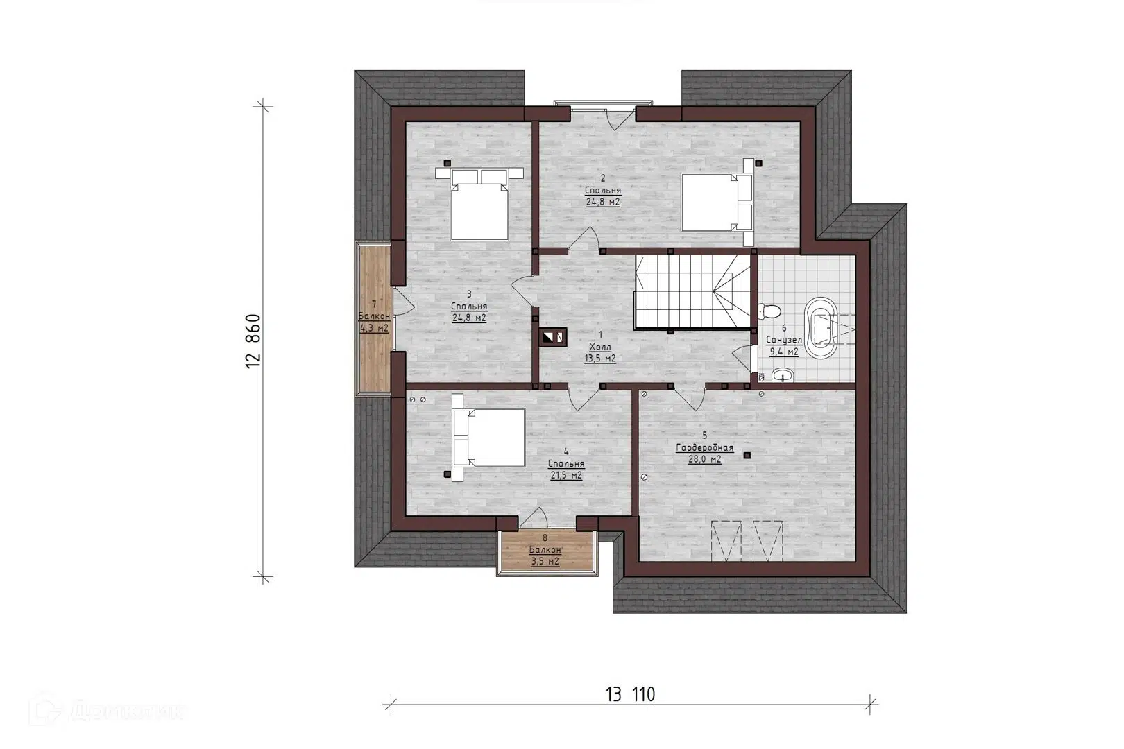 Планировка ГС-267 Газосиликатный дом с балконом Драйв, 267 м²