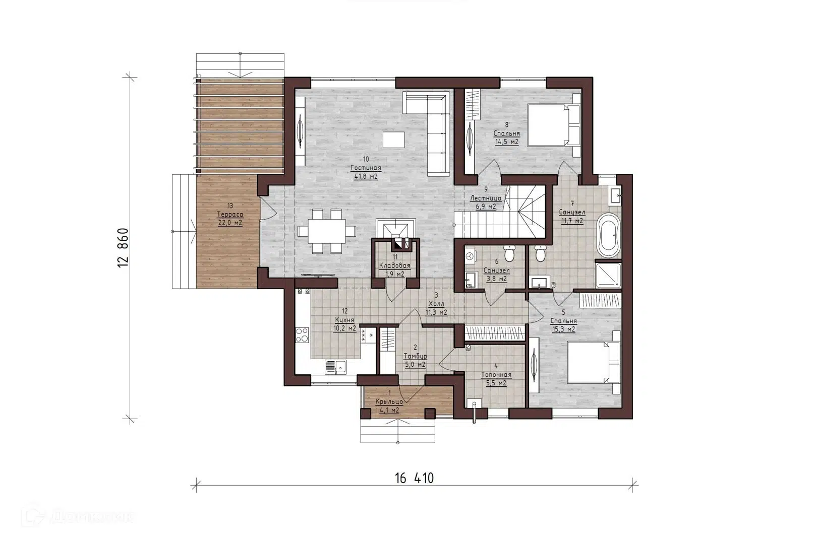 Планировка ГС-267 Газосиликатный дом с балконом Драйв, 267 м²