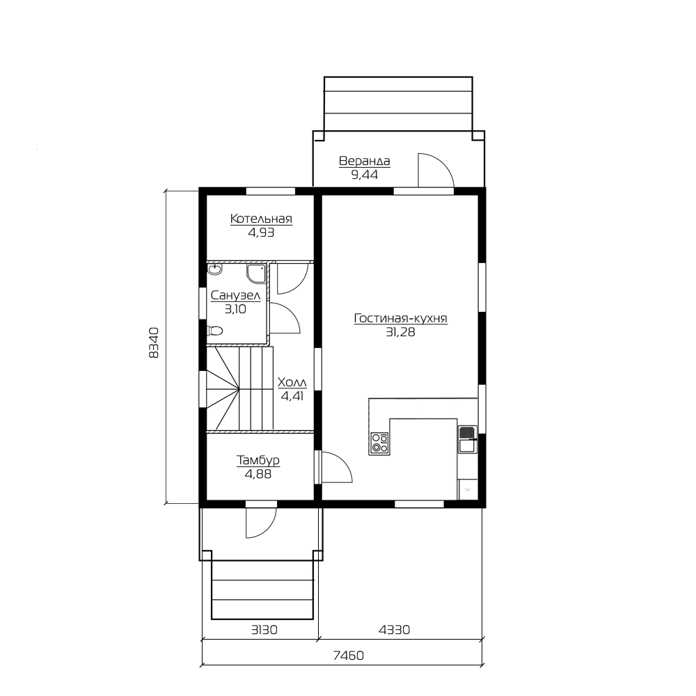 Планировка КД-107 Кирпичный дом Элинн, 107 м²