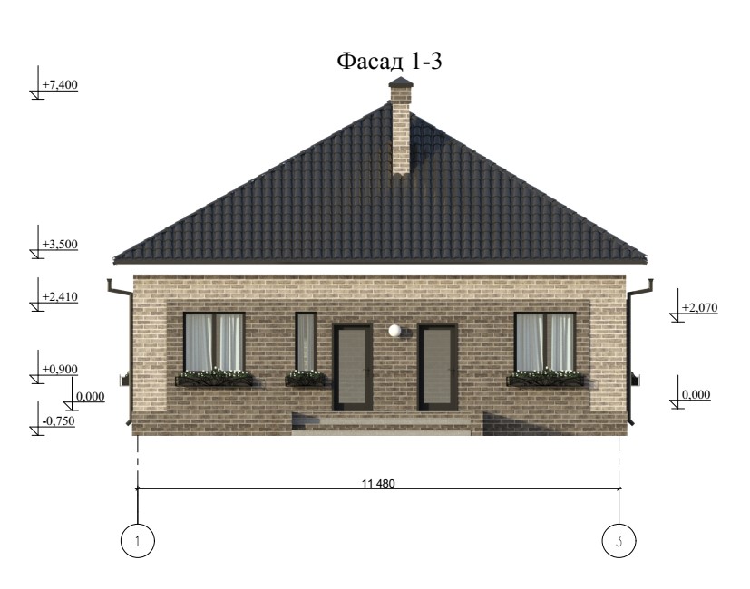 Планировка КД-97 Кирпичный дом Файнги, 97,25 м²