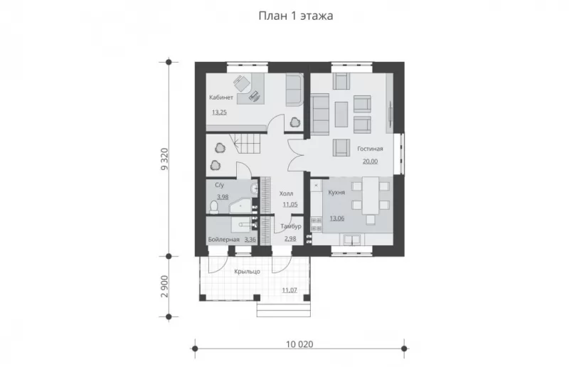 Планировка КД-116 Дом из кирпича Клеково, 116.33 м²