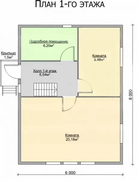 Планировка КД-66 Дом из кирпича Пассен, 66.22 м²