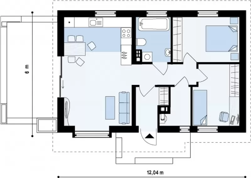 Планировка КД-65 Дом из кирпича Фисаба, 65.45 м²