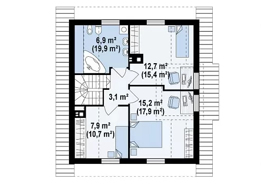Планировка КД-107 Кирпичный дом Шиниол, 107.2 м²