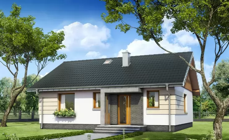 Проект одноэтажного дома из кирпича «КД-76 Дом из кирпича Клонг, 76.2 м²»