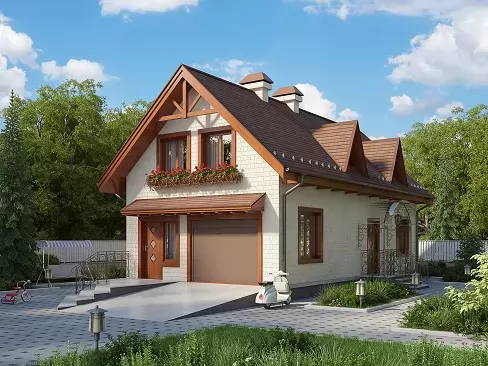 Проект двухэтажного дома из кирпича «КД-88 Кирпичный дом Буст, 88.67 м²»