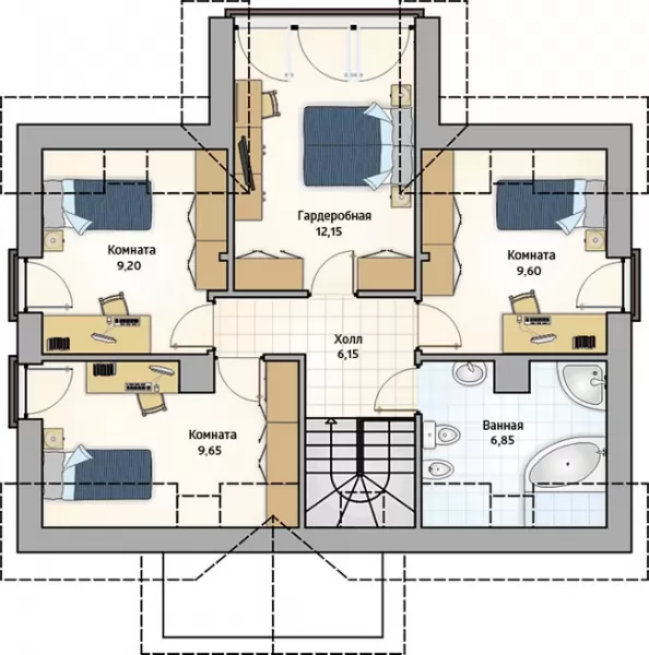 Планировка КД-102 Кирпичный дом Родонин, 102.55 м²