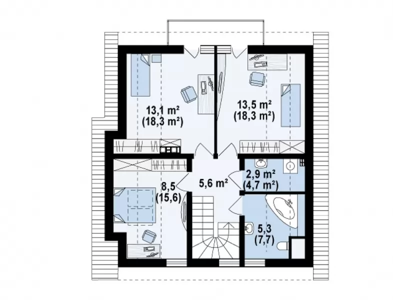 Планировка КД-113 Дом из кирпича Берухин, 113.4 м²