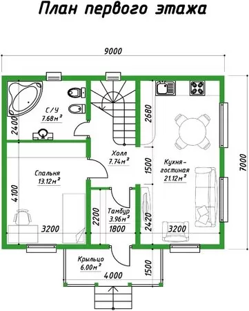 Планировка КД-94 Кирпичный дом Лейтиц, 94.42 м²