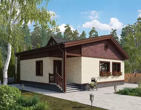 Проект одноэтажного дома из кирпича «КД-61 Кирпичный дом Помора, 61.3 м²»
