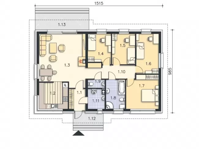 Планировка КД-136 Дом из кирпича Энгона, 136.97 м²