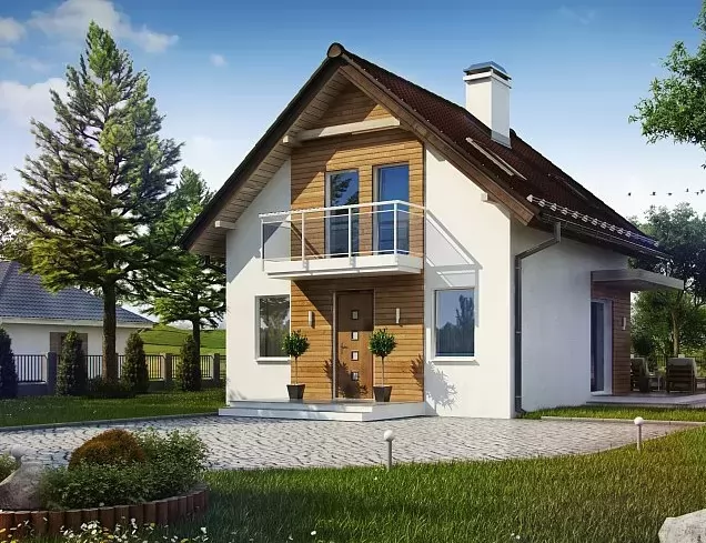 Проект двухэтажного дома из кирпича «КД-71 Дом из кирпича Помена, 71.4 м²»
