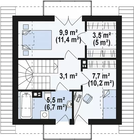 Планировка КД-71 Кирпичный дом Хайд, 71.4 м²