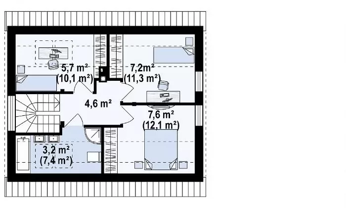 Планировка КД-77 Дом из кирпича Капирон, 77.1 м²