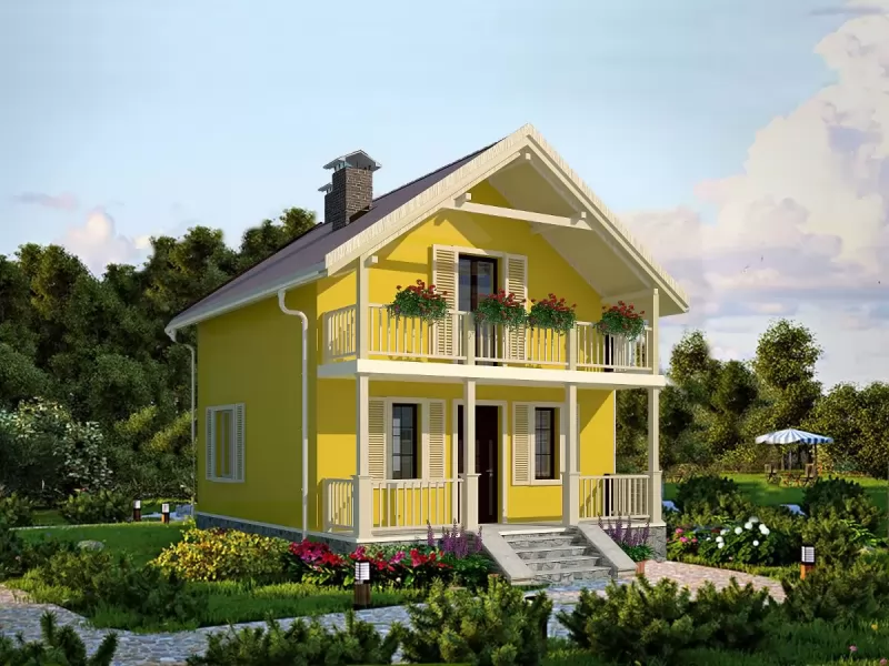 Проект одноэтажного дома из кирпича «КД-78 Дом из кирпича Стройн, 78 м²»