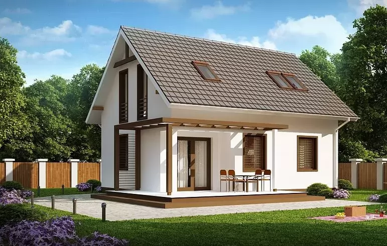 Проект дома с мансардой из кирпича «КД-64 Кирпичный дом Ортруд, 64 м²»
