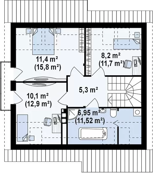 Планировка КД-104 Кирпичный дом Бежамин, 104.85 м²