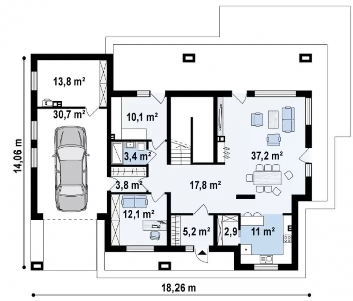 Планировка КД-239 Дом из кирпича Авирелия, 239.2 м²