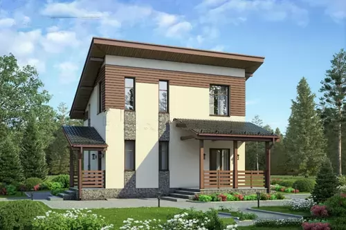 Проект двухэтажного дома из кирпича «КД-73 Дом из кирпича Кастлер, 73.1 м²»