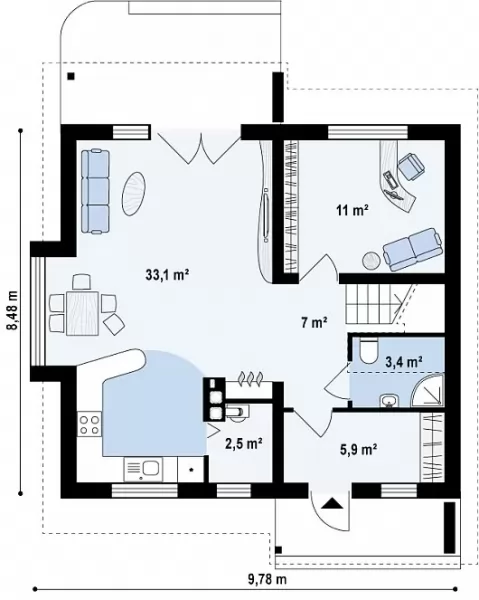 Планировка КД-104 Кирпичный дом Бежамин, 104.85 м²
