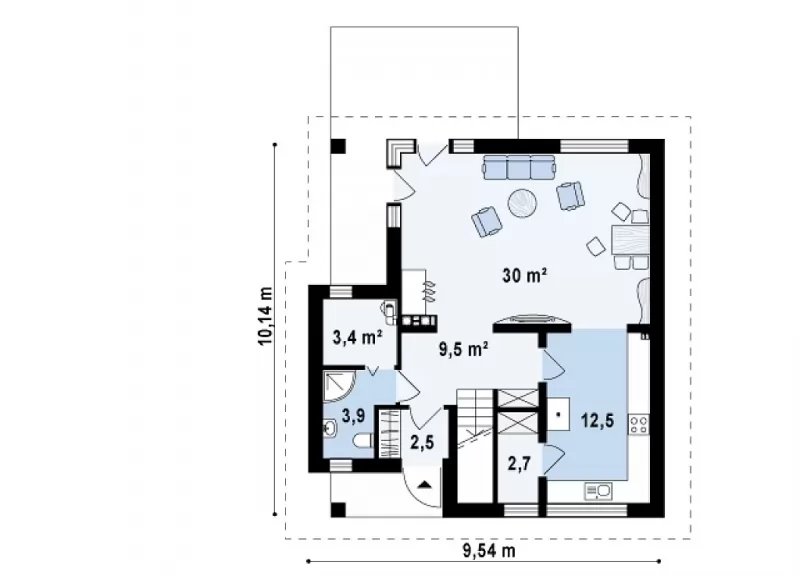 Планировка КД-113 Дом из кирпича Берухин, 113.4 м²