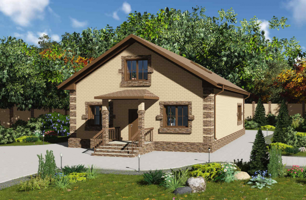 Проект двухэтажного дома из кирпича «КД-152 Кирпичный дом, 152,24 м²»