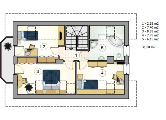 Планировка КД-95 Дом из кирпича Борли, 95.55 м²