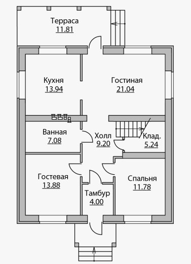 Планировка КД-152 Кирпичный дом, 152,24 м²