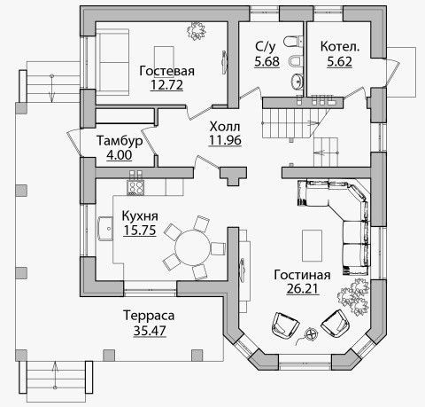 Планировка КД-196 Дом из кирпича Айкон, 196 м²
