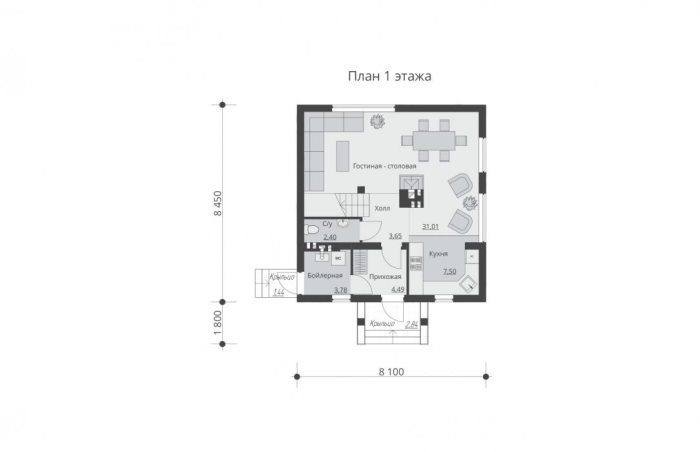 Планировка ТД-99 Дом из теплоблоков Целериум, 99 м²